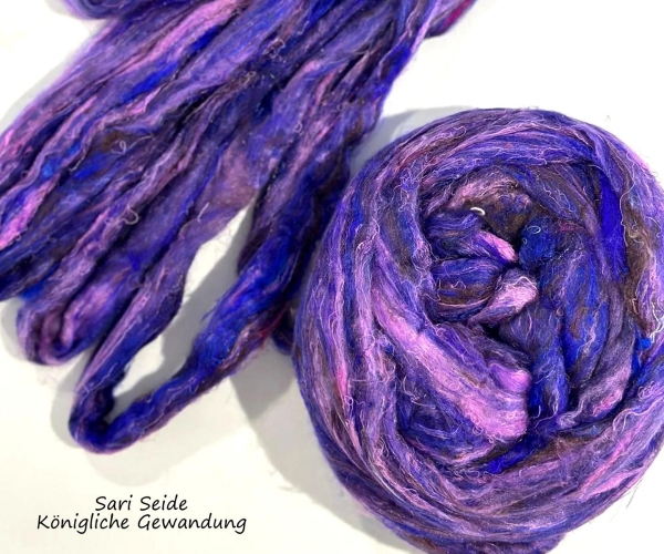 Sari Seide im Band, Edle Gewandung, Blau Lila